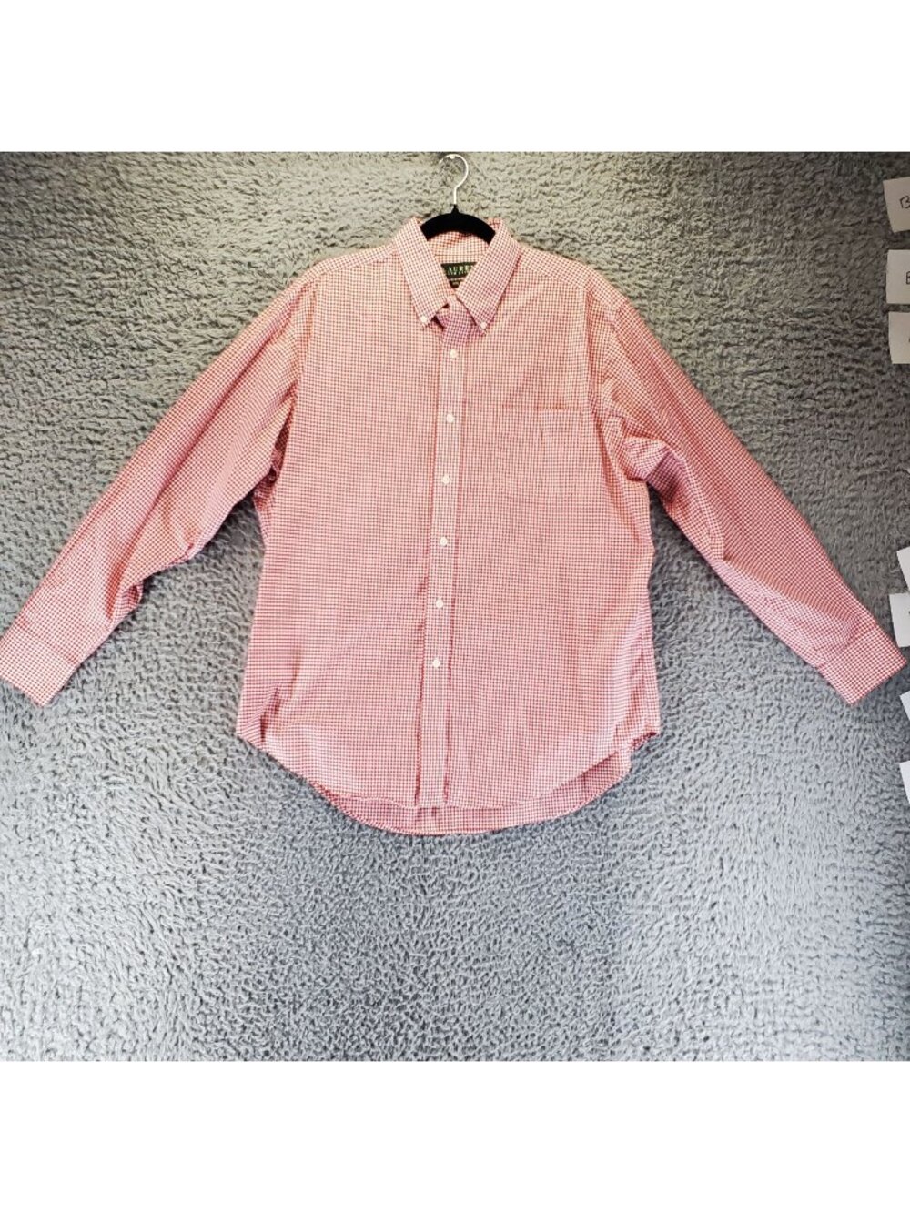 Lauren Ralph Lauren Shirt Mens 16.5 32/33 Red White Check Button-Up Non-Iron
